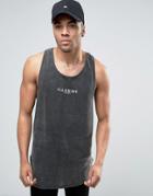Illusive London Longline Tank In Washed Black - Black