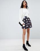 Asos Mini Skater Skirt In Heart Print - Multi