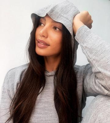 Fashionkilla Tall Knitted Rib Hoody In Gray