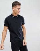 Threadbare Embroidered Collar Polo Shirt - Black