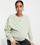 Asos Design Maternity Oversized Sweatshirt In Sage-green