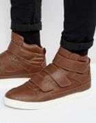 Asos High Top Sneakers In Brown With Straps - Brown