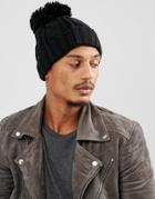 7x Cable Beanie Hat - Black