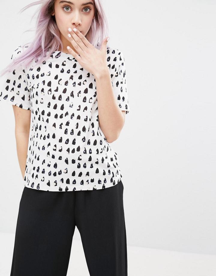 Monki Dotty Top - White