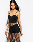Ax Paris Tasselled Crop Top - Black