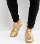 Asos Wide Fit Sneakers In Gold Metallic - Gold