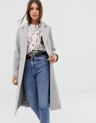 New Look Belted Tailored Coat In Light Gray