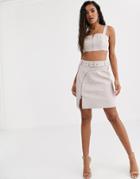 4th + Reckless Zip Detail Mock Croc Skirt In Pink
