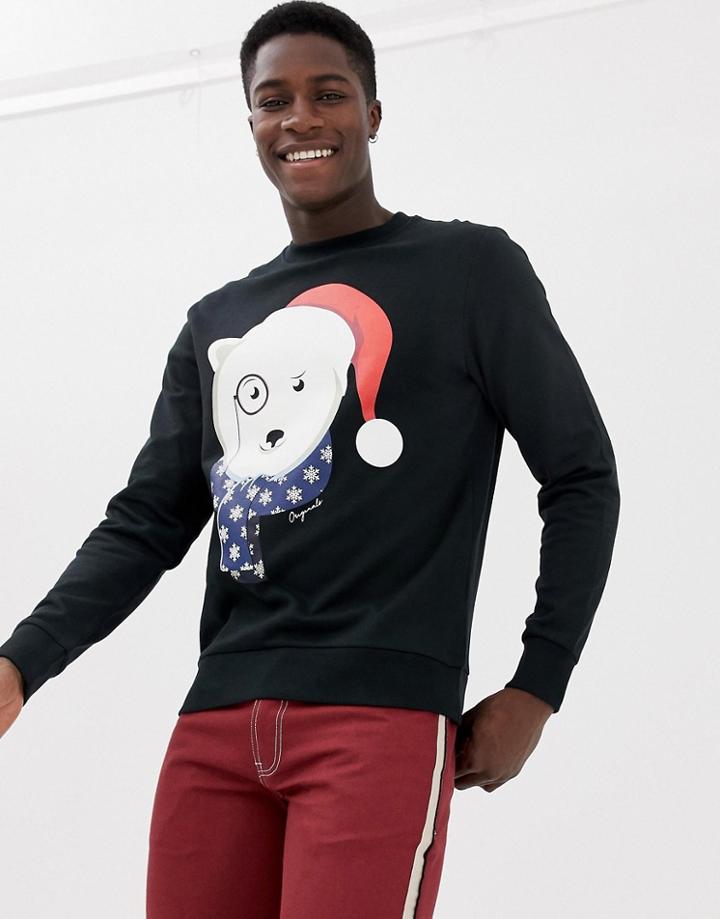 Jack & Jones Originals Holidays Sweatshirt With Graphic Print - Black