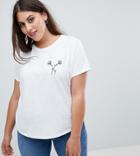 Asos Design Curve T-shirt With Tattoo Flower - White