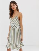 Vila Printed Stripe Open Back Dress - Multi