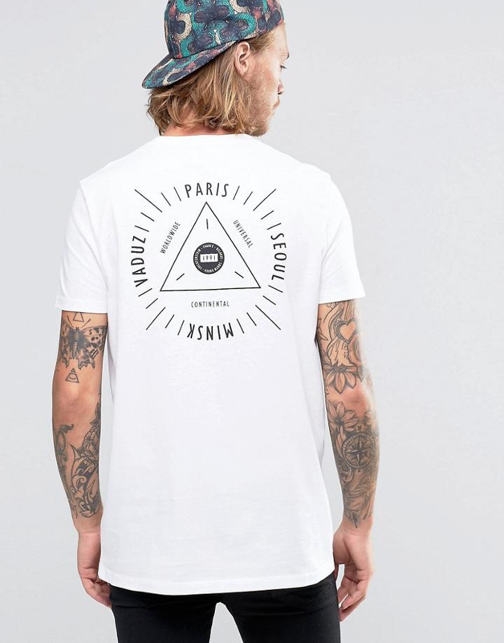 Asos Longline T-shirt With Pyramid Chest And Back Print - White