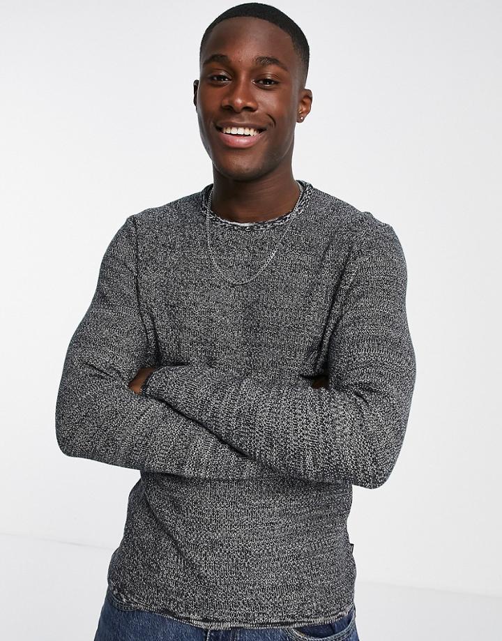 Only & Sons Crew Neck Melange Sweater In Navy