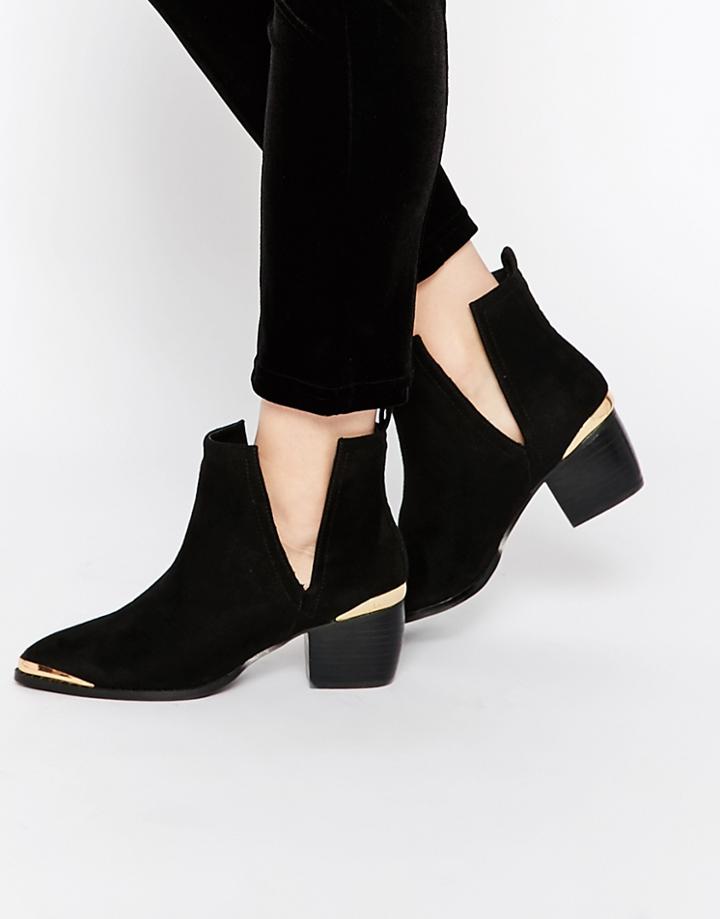 Asos Rumble Pointed Ankle Boots - Black