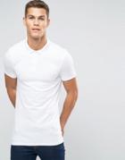 Asos Longline Muscle Polo Shirt In White - White