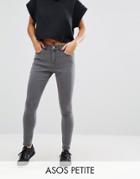 Asos Petite Ridley High Waist Skinny Jeans In Slated Gray - Gray