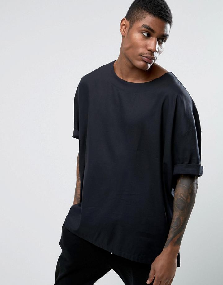 Asos Oversized Over The Head Shirt In Black - Black