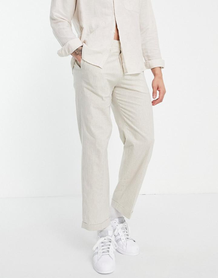 Selected Homme Linen Pants In Loose Fit Beige-neutral