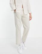 Selected Homme Linen Pants In Loose Fit Beige-neutral