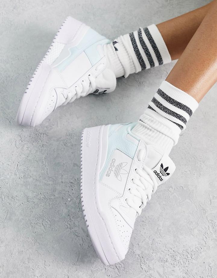 Adidas Originals Forum Bold Sneakers In White And Almost Blue