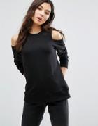 New Look Cold Shoulder Sweatshirt Sweater - Black