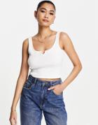 River Island Notch Front Crop Top In White