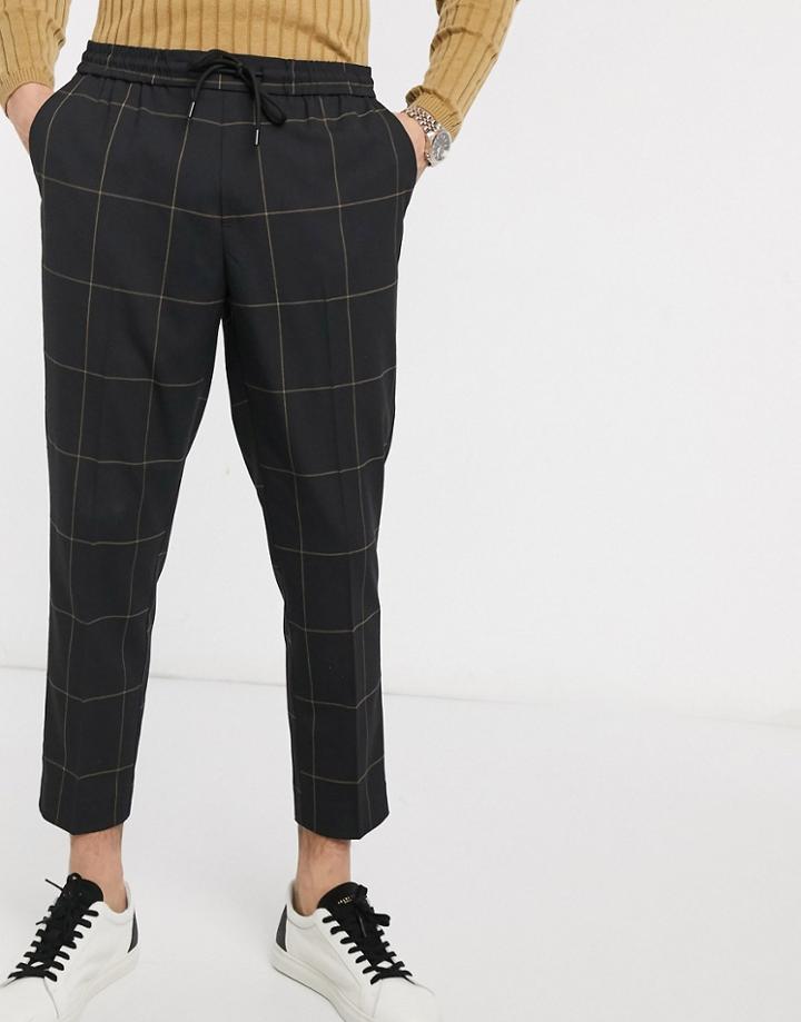 New Look Grid Check Smart Sweatpants In Navy
