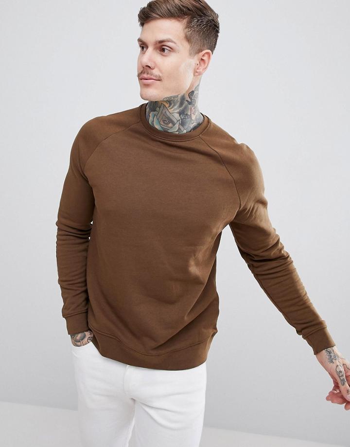 Asos Design Sweatshirt In Brown - Brown