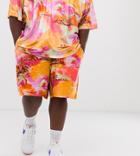 Asos Design Plus Two-piece Jersey Shorts Velour Floral Print - Multi
