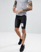 Religion Skinny Fit Denim Shorts In Washed Black With Skeleton Patch - Black