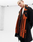Collusion Soccer Scarf With Slogan In Black And Orange - Black