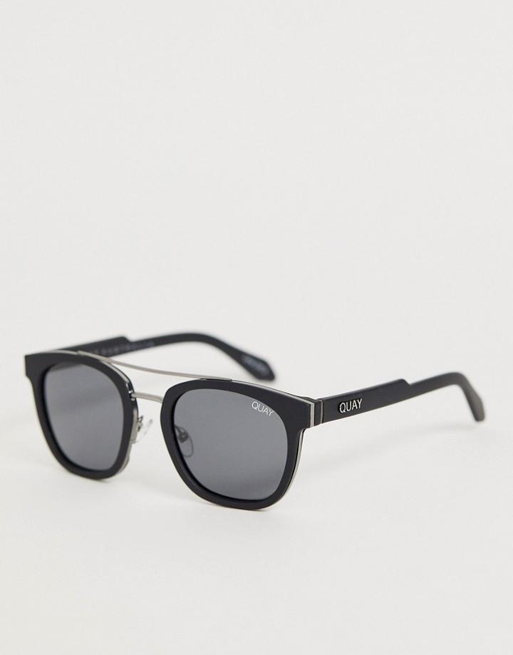 Quay Australia Coolin Round Sunglasses In Black - Black