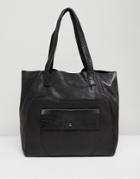 Urbancode Real Leather Shopper With Pocket - Black