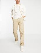 Asos Design Relaxed Chinos In Mid Beige-neutral