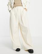 Asos Design Extreme Wide Smart Pants In Tonal Plaid-neutral