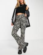 Only Jersey Flare Pants In Zebra Print-multi