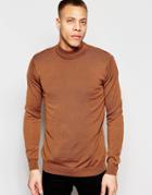 Weekday Roll Neck Jumper Brady Halfneck Knit - Brown