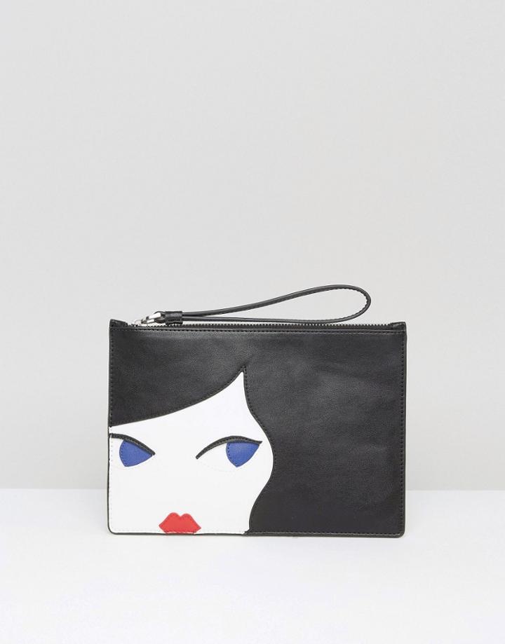 Lulu Guinness Doll Face Grace Pouch - Black