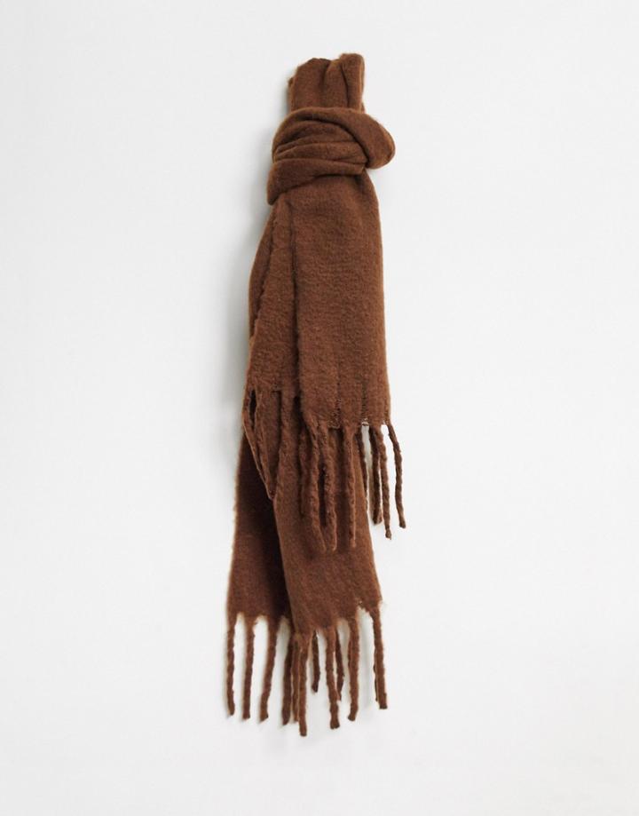 Monki Elsa Recycled Polyester Scarf In Dark Brown