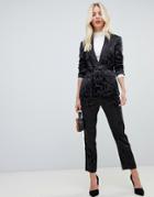 Fashion Union Slim Pants In Satin Leopard Two-piece - Black