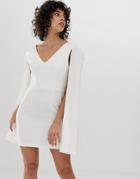 River Island Cape Mini Dress In Ivory-white