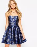 Liquorish Metallic Jacquard Prom Dress - Blue