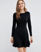 Asos Frill Hem Mini Dress - Black