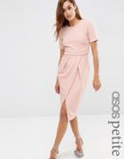 Asos Petite Double Layer Textured Wiggle Midi Dress - Blush