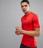 First Short Sleeved Running Baselayer T-shirt In Red - Red