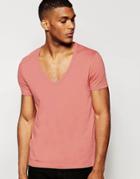 Asos T-shirt With Deep V Neck - Pink