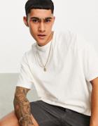 Asos Design Oversized T-shirt With Crew Neck In Cream-white