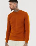 Asos Design Ribbed Sweatshirt In Dark Orange