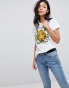 Asos T-shirt With Santa Monica Tiger Print - White