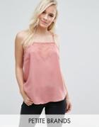 Vero Moda Petite Cami Top With Lace Insert - Pink